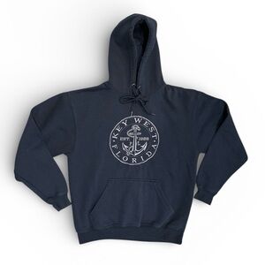 Key West Florida Anchor Hoodie Sweatshirt M Navy Blue Beach Coastal